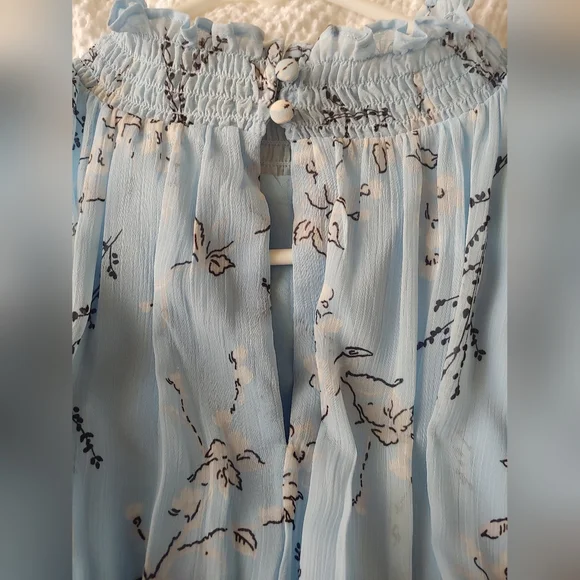 Ann Taylor Light Blue Dress with Flutter Sleeves - Picture 4 of 6